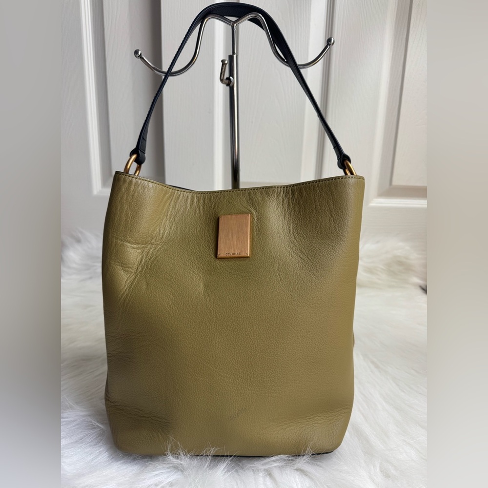 COURONE Olive Green Leather Tote Bag